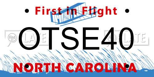 OTSE40 North Carolina License Plate