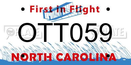 OTT059 North Carolina License Plate