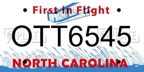 OTT6545 North Carolina License Plate