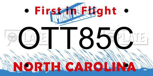 OTT85C North Carolina License Plate