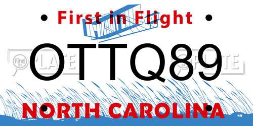 OTTQ89 North Carolina License Plate