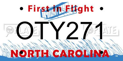 OTY271 North Carolina License Plate