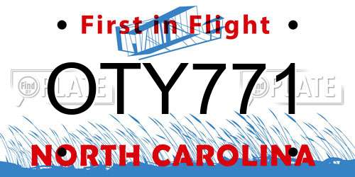 OTY771 North Carolina License Plate