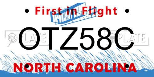 OTZ58C North Carolina License Plate