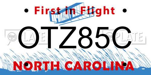OTZ85C North Carolina License Plate