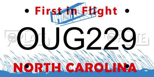 OUG229 North Carolina License Plate