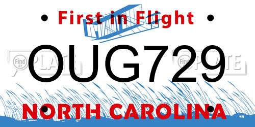 OUG729 North Carolina License Plate