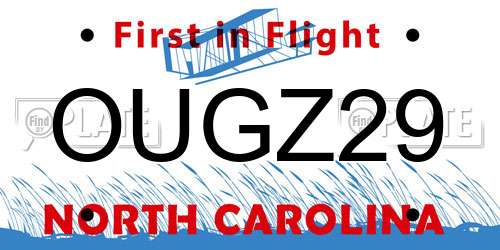 OUGZ29 North Carolina License Plate