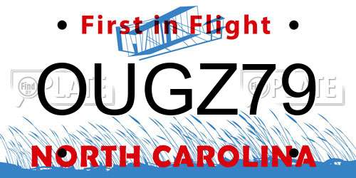 OUGZ79 North Carolina License Plate