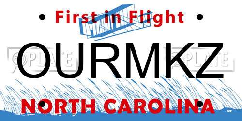 OURMKZ North Carolina License Plate