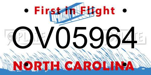 OV05964 North Carolina License Plate