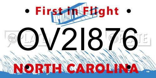OV2I876 North Carolina License Plate
