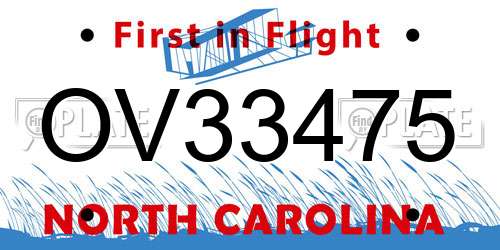 OV33475 North Carolina License Plate