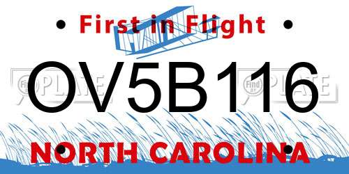 OV5B116 North Carolina License Plate