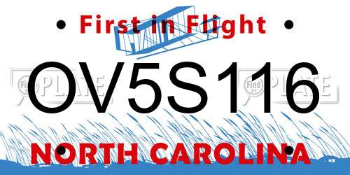OV5S116 North Carolina License Plate