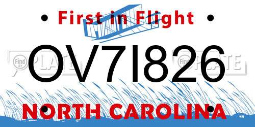 OV7I826 North Carolina License Plate