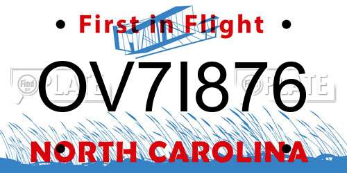 OV7I876 North Carolina License Plate