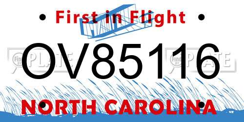 OV85116 North Carolina License Plate