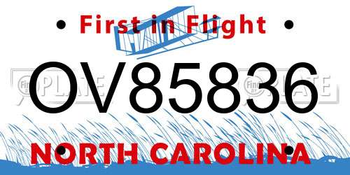 OV85836 North Carolina License Plate