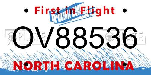 OV88536 North Carolina License Plate