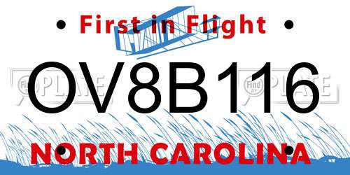 OV8B116 North Carolina License Plate