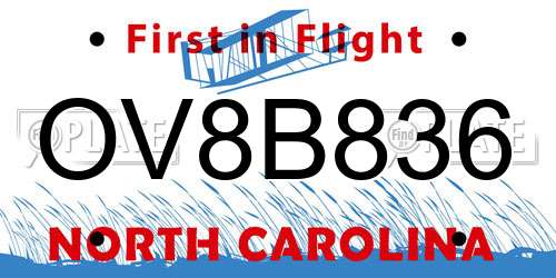 OV8B836 North Carolina License Plate