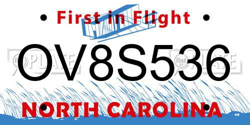 OV8S536 North Carolina License Plate