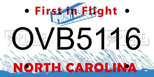 OVB5116 North Carolina License Plate