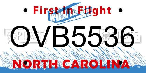 OVB5536 North Carolina License Plate