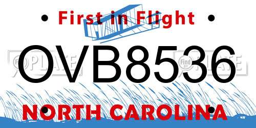 OVB8536 North Carolina License Plate