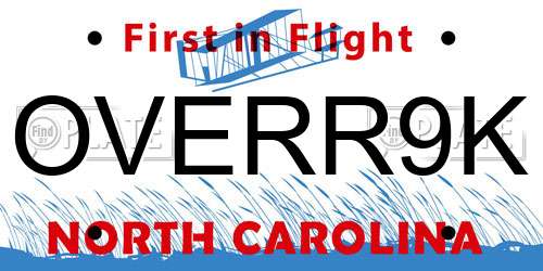 OVERR9K North Carolina License Plate