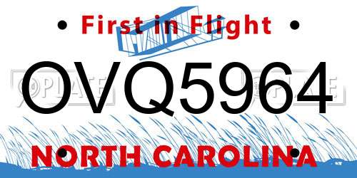 OVQ5964 North Carolina License Plate