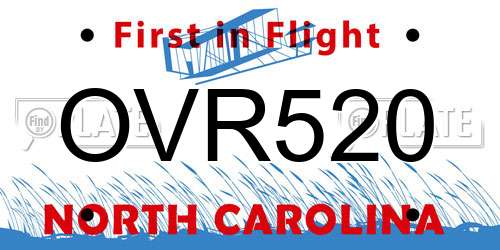 OVR520 North Carolina License Plate