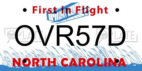 OVR57D North Carolina License Plate