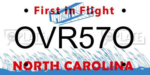 OVR57O North Carolina License Plate