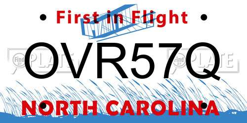 OVR57Q North Carolina License Plate