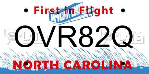 OVR82Q North Carolina License Plate