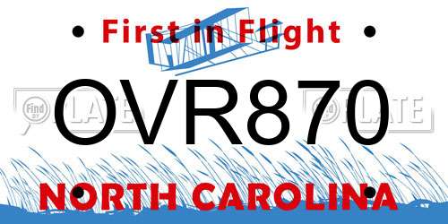 OVR870 North Carolina License Plate