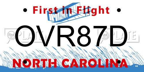 OVR87D North Carolina License Plate