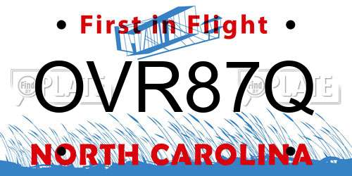 OVR87Q North Carolina License Plate