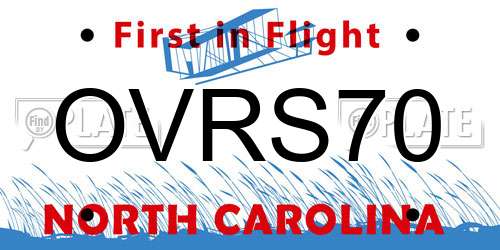 OVRS70 North Carolina License Plate
