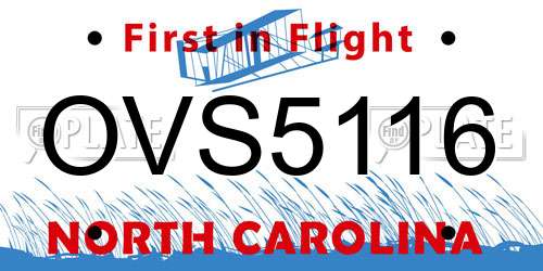 OVS5116 North Carolina License Plate