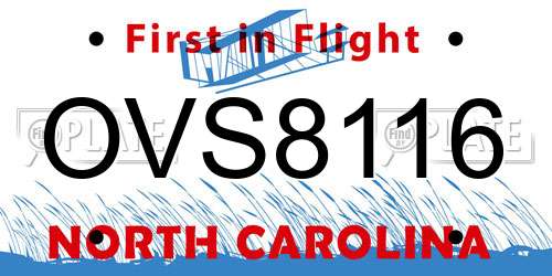 OVS8116 North Carolina License Plate