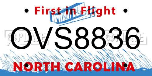 OVS8836 North Carolina License Plate