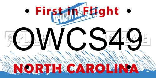 OWCS49 North Carolina License Plate