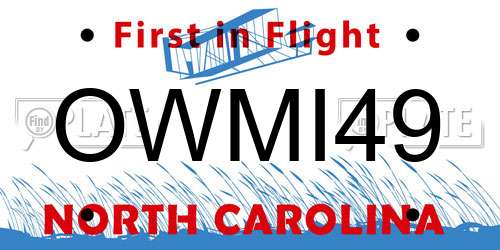 OWMI49 North Carolina License Plate