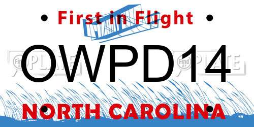 OWPD14 North Carolina License Plate