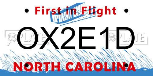 OX2E1D North Carolina License Plate