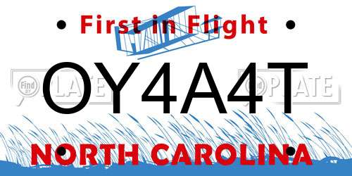 OY4A4T North Carolina License Plate