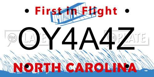 OY4A4Z North Carolina License Plate